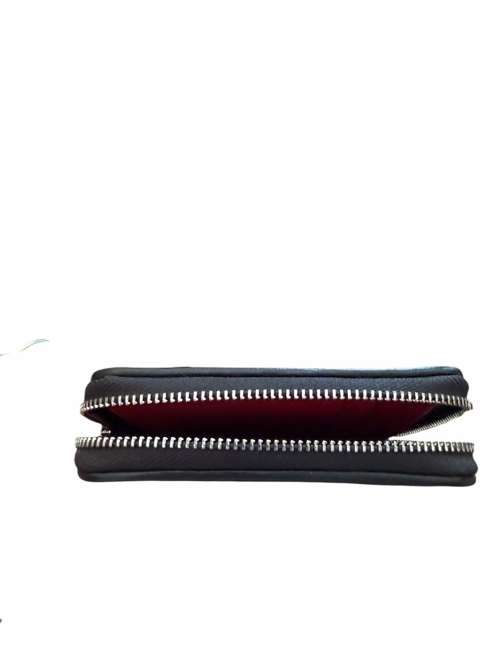 MZ Wallace Crosby Quilted & Leather Zip Wallet in Black with Red Trim Accents - Picture 7 of 8